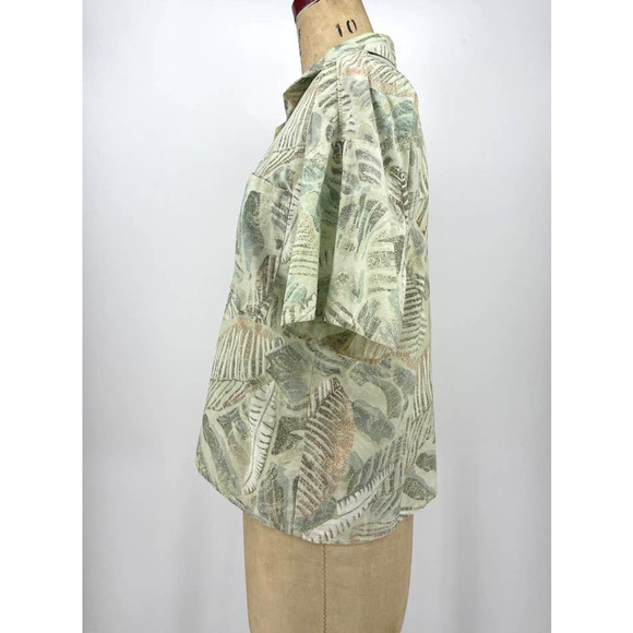 A Paquette California Green Tropical Print Button Front Shirt Medium M - Picture 7 of 8